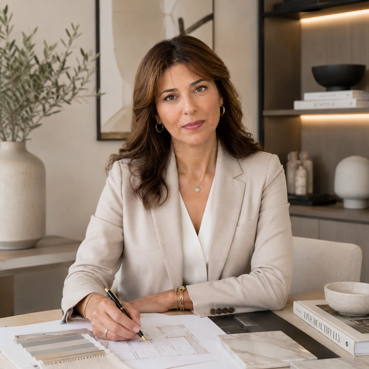 Souad MARIP, founder of DID: Decor Interior Design, at work in her office